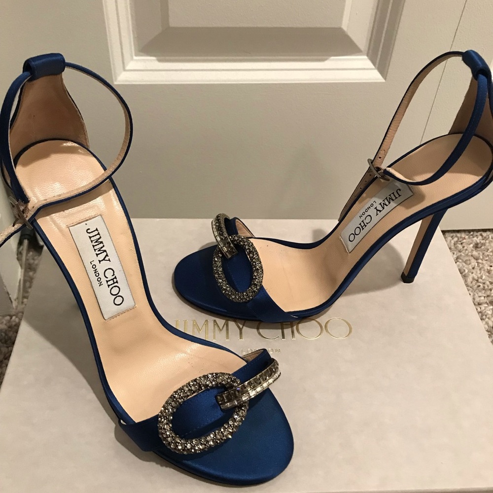 Jimmy Choo Satin Heels with Crystals